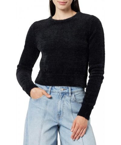 Women's Juliana Cropped Eyelash Sweater Black $20.16 Sweaters