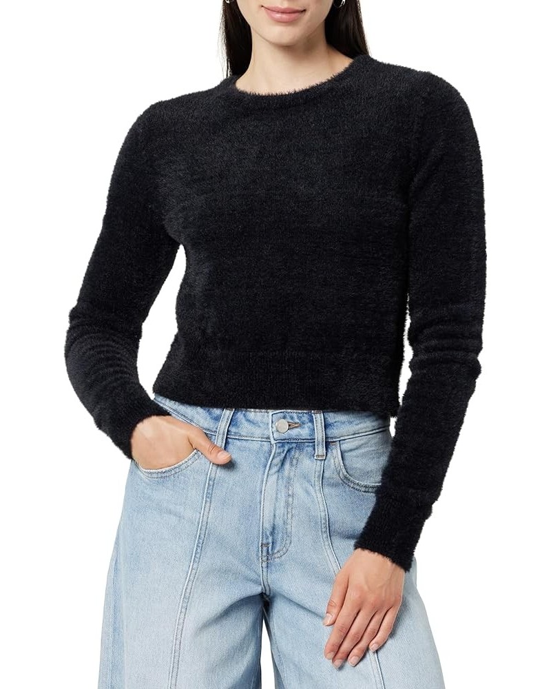 Women's Juliana Cropped Eyelash Sweater Black $20.16 Sweaters