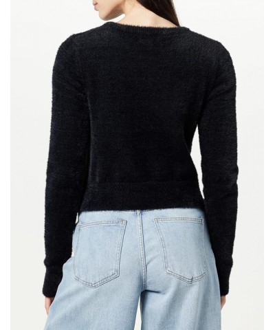 Women's Juliana Cropped Eyelash Sweater Black $20.16 Sweaters