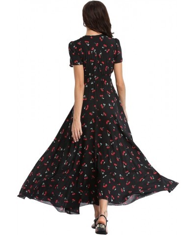 Women's Floral Maxi Dresses Boho Button up Split Beach Party Long Dress Floral J $10.59 Dresses