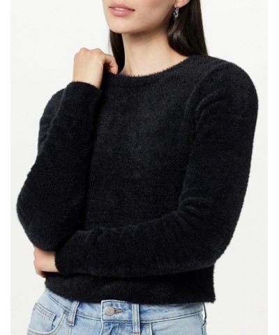 Women's Juliana Cropped Eyelash Sweater Black $20.16 Sweaters