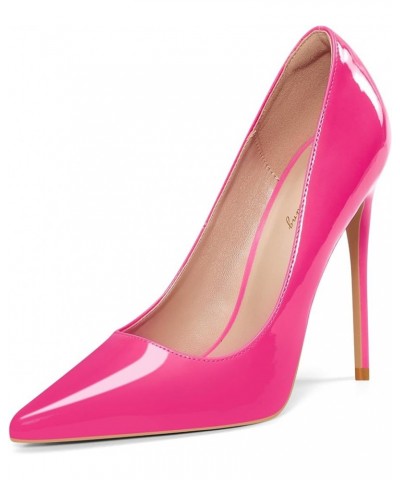 Women Pumps, Pointed Toe High Heel 4.7 inch/12cm Party Stiletto Heels Shoes Fluorescent Pink $26.51 Shoes