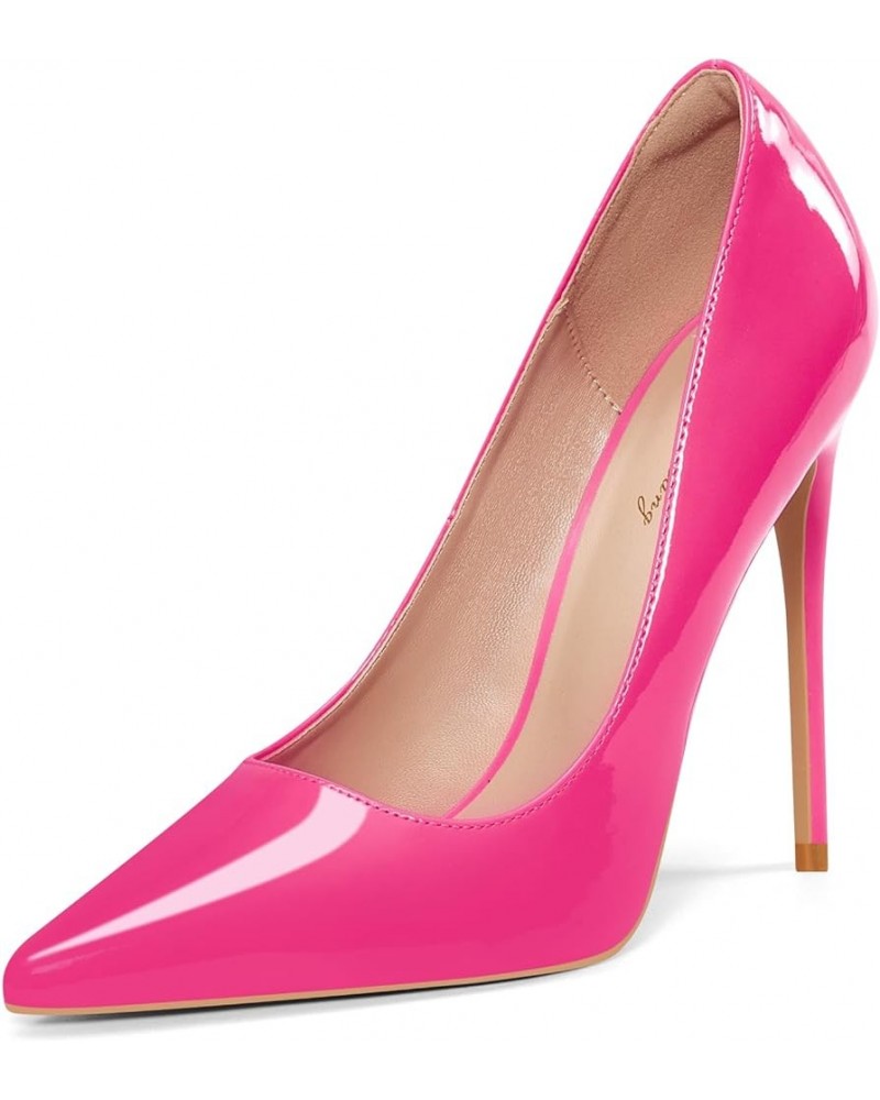 Women Pumps, Pointed Toe High Heel 4.7 inch/12cm Party Stiletto Heels Shoes Fluorescent Pink $26.51 Shoes