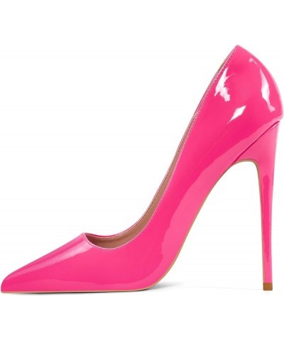 Women Pumps, Pointed Toe High Heel 4.7 inch/12cm Party Stiletto Heels Shoes Fluorescent Pink $26.51 Shoes