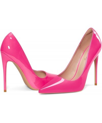 Women Pumps, Pointed Toe High Heel 4.7 inch/12cm Party Stiletto Heels Shoes Fluorescent Pink $26.51 Shoes