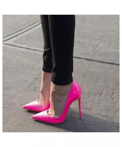 Women Pumps, Pointed Toe High Heel 4.7 inch/12cm Party Stiletto Heels Shoes Fluorescent Pink $26.51 Shoes