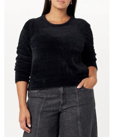 Women's Juliana Cropped Eyelash Sweater Black $20.16 Sweaters