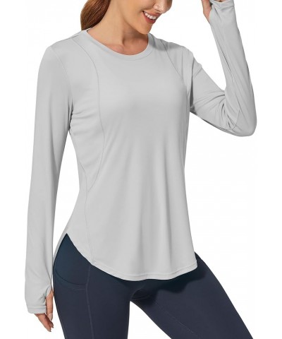 Women's Long Sleeve Workout Shirts UPF 50+ Sun Shirts Lightweight Quick Dry Outdoor Hiking Tops Grey $17.39 Activewear