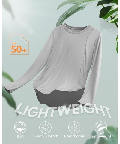 Women's Long Sleeve Workout Shirts UPF 50+ Sun Shirts Lightweight Quick Dry Outdoor Hiking Tops Grey $17.39 Activewear