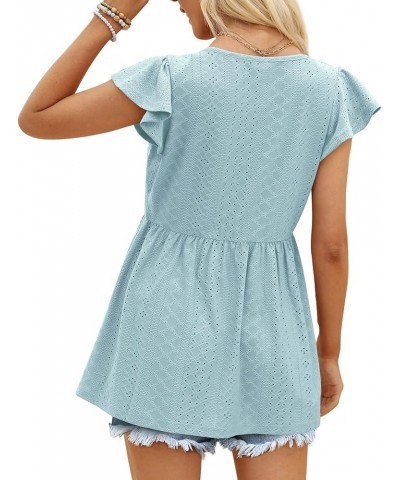 T Shirts for Women Cute Babydoll Casual Tops Peplum Loose Fit Tunic Lightblue $8.84 Tops