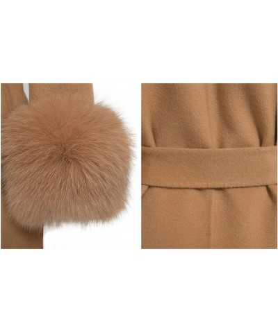 Women's Double Sided Cashmere Coat Cuffs Faux Fur Collar Long Slim Fit Cashmere Coat Jacket For Autumn And Winter Camel $198....