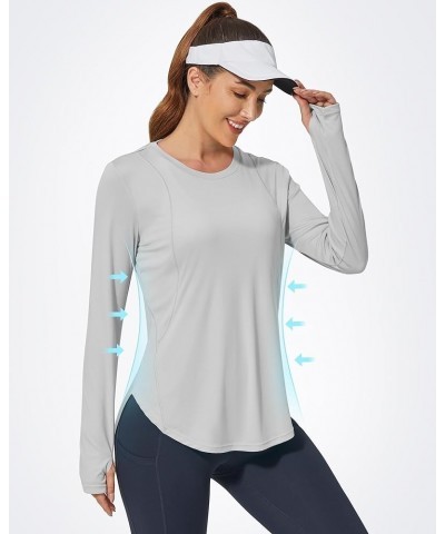 Women's Long Sleeve Workout Shirts UPF 50+ Sun Shirts Lightweight Quick Dry Outdoor Hiking Tops Grey $17.39 Activewear