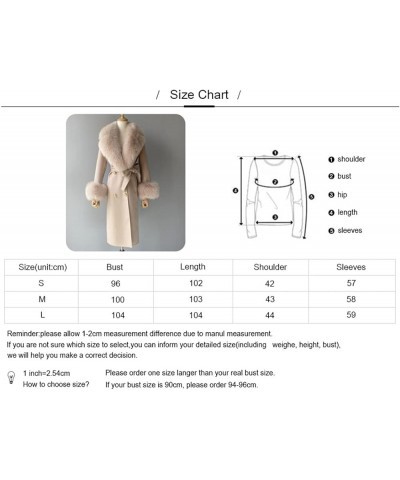 Women's Double Sided Cashmere Coat Cuffs Faux Fur Collar Long Slim Fit Cashmere Coat Jacket For Autumn And Winter Camel $198....