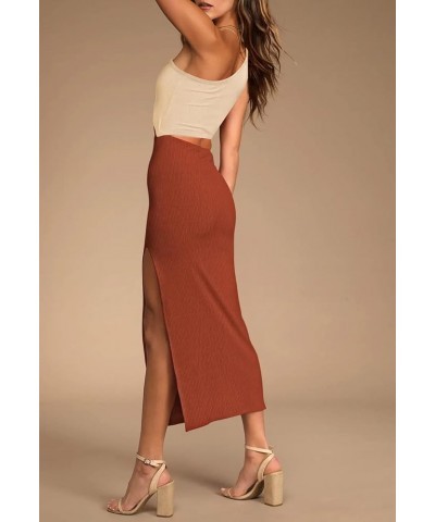 Women's One Shoulder Sleeveless Cutout Side Slit Bodycon Maxi Long Dress Brown and Khaki $16.74 Dresses