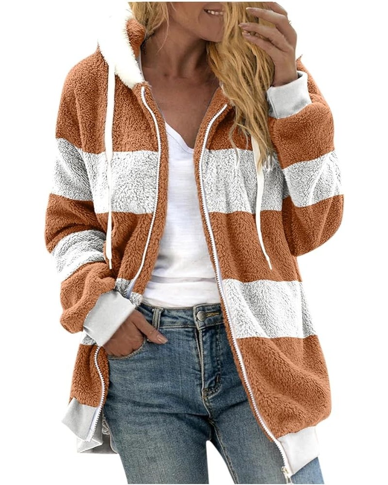 Sherpa Lined Hoodie Women Shaggy Shearling Long Sleeve Zip Up Jacket Coats 2023 Winter Fashion Clothes With Pockets 018 Khaki...