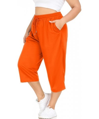 Plus Size Capri Pants for Women Loose Fit Yoga Pants with Pockets Workout Activewear Sweatpants Orange $17.48 Pants