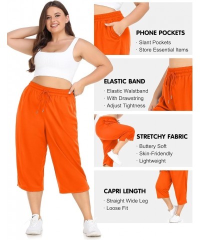 Plus Size Capri Pants for Women Loose Fit Yoga Pants with Pockets Workout Activewear Sweatpants Orange $17.48 Pants