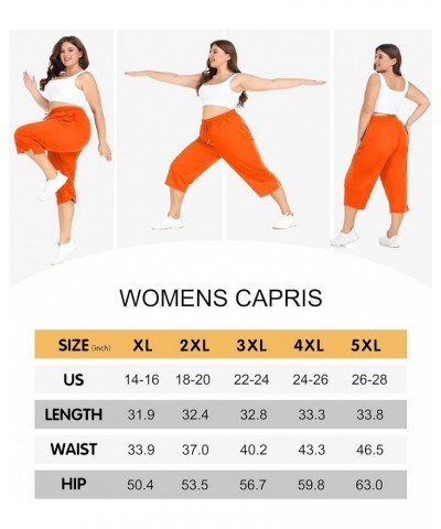 Plus Size Capri Pants for Women Loose Fit Yoga Pants with Pockets Workout Activewear Sweatpants Orange $17.48 Pants