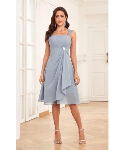 2 Pieces Chiffon Mother of The Bride Dresses with Jacket Pleated Ruffle Short Formal Evening Party Gown Wisteria $34.40 Dresses