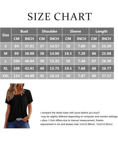 Womens Short Sleeve Blouses Spring Dressy Casual Loose Fit T Shirts Button Decor Summer Solid Color Tunic Tops Ab-light Blue ...