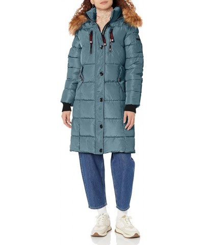 Womens Long Cold Weather Parka Coat Teal Ocean $38.38 Jackets