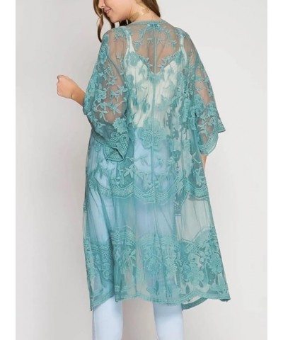 Women's Bikini Bathing Suit Cover Up Swimwear Open Front Kimono Jacket Cardigan Long Robe Dress Blue-green 2 $16.49 Swimsuits