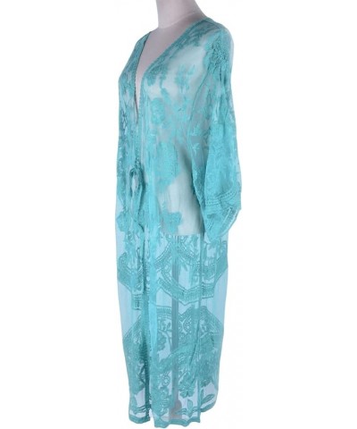 Women's Bikini Bathing Suit Cover Up Swimwear Open Front Kimono Jacket Cardigan Long Robe Dress Blue-green 2 $16.49 Swimsuits