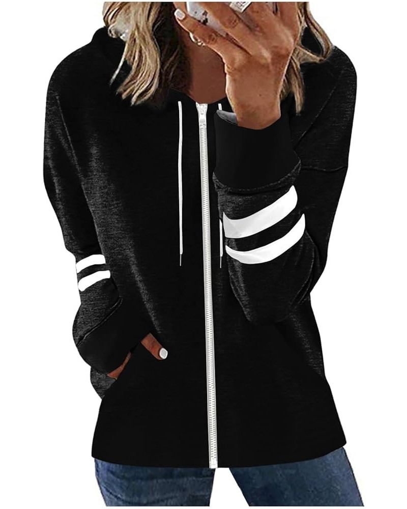 Tops For Women Casual Fall,Women's Solid Hooded Jacket Coat Loose Lightweight Hoodies Long Sleeve Pockets Sweatshirt 1-black ...