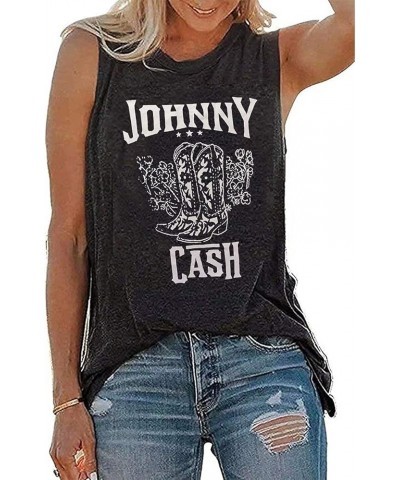 Cash T-Shirt Women Long Boots Graphic Short Sleeve Tees Loose Top Country Music Party Shirt Blouse Tees Z-gray $11.79 T-Shirts