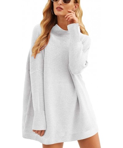 Women's Long Sleeve Mock Neck Sweater Loose Fitting Knit Pullover Tops Slouchy Tunic 05-gray $18.49 Sweaters