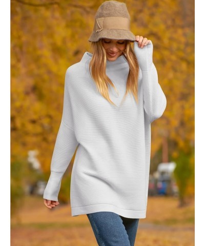 Women's Long Sleeve Mock Neck Sweater Loose Fitting Knit Pullover Tops Slouchy Tunic 05-gray $18.49 Sweaters