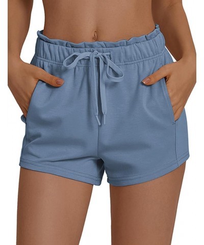 Womens Sweat Shorts Casual Soft Athletic Short Elastic Waisted Comfy Lounge Shorts Activewear with Pockets Style B Light Blue...