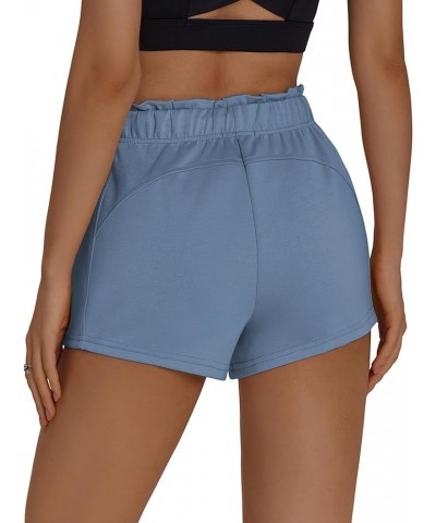 Womens Sweat Shorts Casual Soft Athletic Short Elastic Waisted Comfy Lounge Shorts Activewear with Pockets Style B Light Blue...