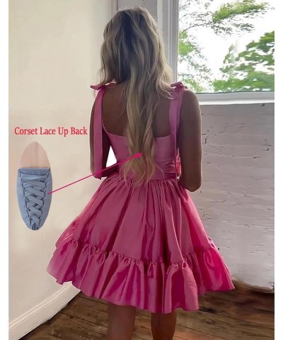 Short Homecoming Dresses for Teens Ruffles Hem Short Prom Dress A Line Satin Cocktail Gown Burnt Orange $29.39 Dresses