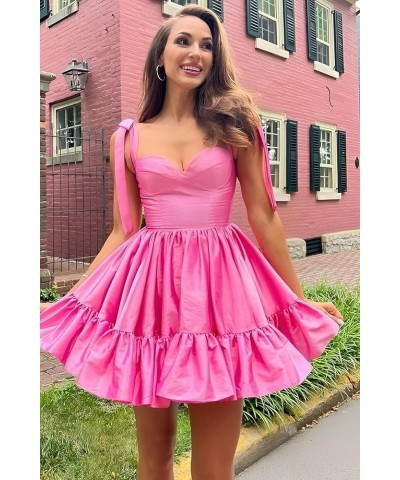 Short Homecoming Dresses for Teens Ruffles Hem Short Prom Dress A Line Satin Cocktail Gown Burnt Orange $29.39 Dresses