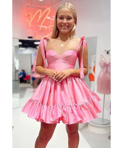 Short Homecoming Dresses for Teens Ruffles Hem Short Prom Dress A Line Satin Cocktail Gown Burnt Orange $29.39 Dresses