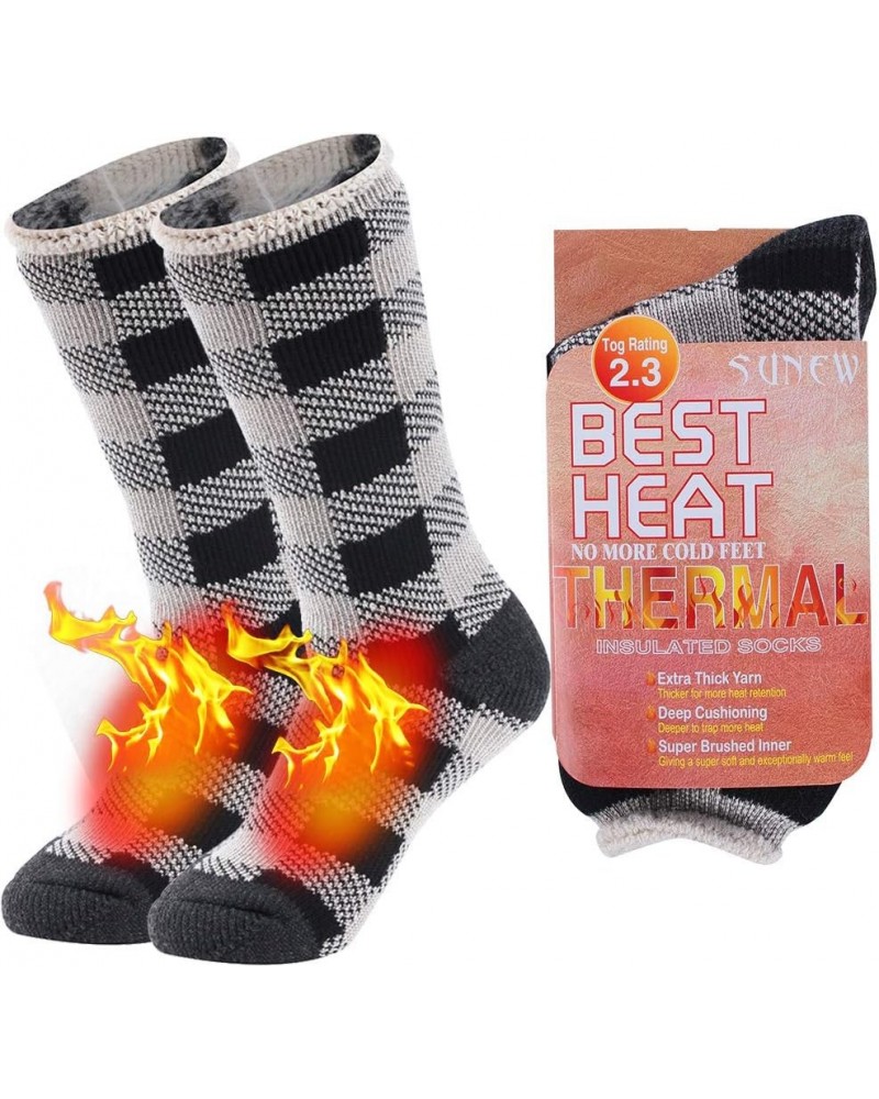 Warm Thermal Socks, Women Men Winter Insulate Heat Thick Heavy Crew Socks 1 Pair Grid Socks $10.19 Socks