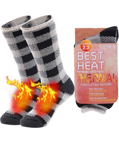 Warm Thermal Socks, Women Men Winter Insulate Heat Thick Heavy Crew Socks 1 Pair Grid Socks $10.19 Socks