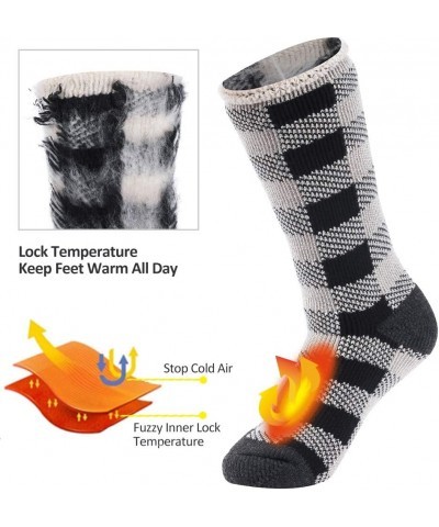 Warm Thermal Socks, Women Men Winter Insulate Heat Thick Heavy Crew Socks 1 Pair Grid Socks $10.19 Socks