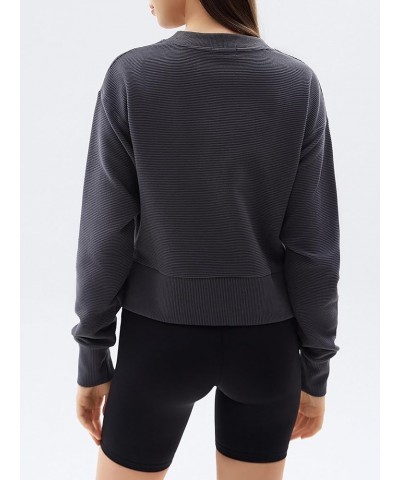 Women's Sweatshirts Long Sleeve Crop Tops Crew Neck Soft Pullover With Side Zipper Shirt Clothes 2024 Deep Grey $16.16 Hoodie...