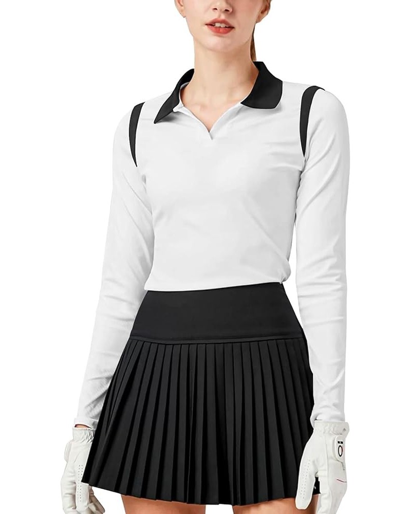 Women’s Long Sleeve Golf Polo Shirts for Women V Neck Tennis Athletic Shirt UPF50+ Quick Dry Moisture Wicking White $14.70 Sh...