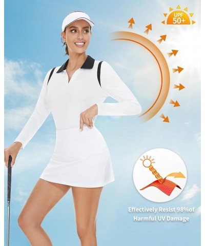 Women’s Long Sleeve Golf Polo Shirts for Women V Neck Tennis Athletic Shirt UPF50+ Quick Dry Moisture Wicking White $14.70 Sh...