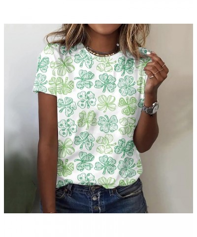 St Patricks Day Shirt Women Fashion Casual Tops Shirt Cute Clover Printed Short Sleeve Round Neck Tshirt Saint Paddy's Outfit...