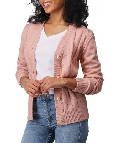 Women's Casual Slim Fit Cardigan Sweaters Long Sleeve Button Down Lightweight Waist Length Oscwocal002-palepink $15.05 Sweaters