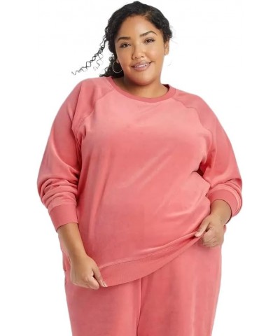 Women's Plus Size Pullover Sweatshirt - Plus size Coral Red $12.70 Activewear