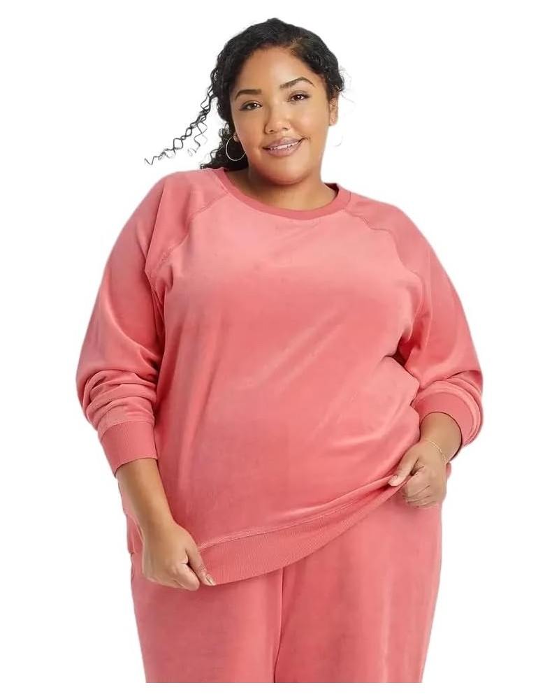 Women's Plus Size Pullover Sweatshirt - Plus size Coral Red $12.70 Activewear