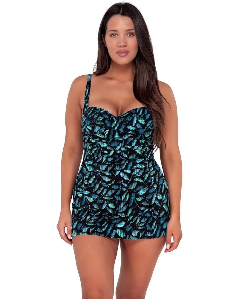 Sienna Swim Dress Women's One Piece Swimsuit Cascade Seagrass Texture $62.04 Swimsuits