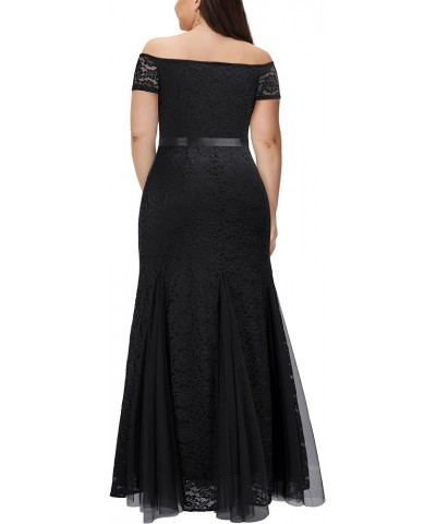 Women's Plus Size Formal Off Shoulder Vintage Floral Lace Mermaid Maxi Evening Party Dress Black $27.20 Dresses