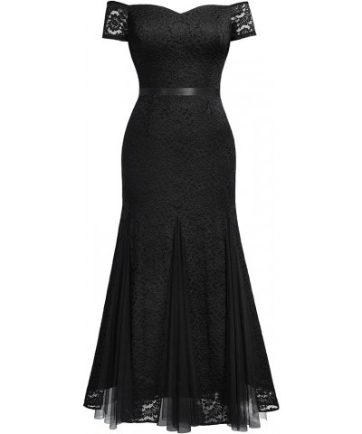 Women's Plus Size Formal Off Shoulder Vintage Floral Lace Mermaid Maxi Evening Party Dress Black $27.20 Dresses