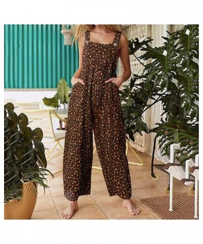 Women's Loose Baggy Dungarees Jumpsuit Vintage Floral Bib Overalls Jumpsuit Rompers O-kaqi $10.32 Overalls